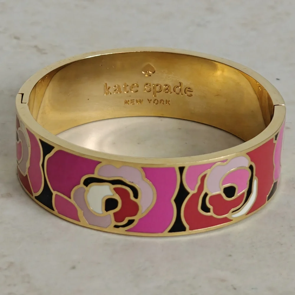 Kate Spade Budding Genius Gold & Pink Floral Bangle - Picture 5 of 13